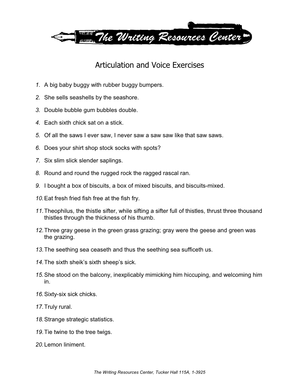 Articulation and Voice Exercises