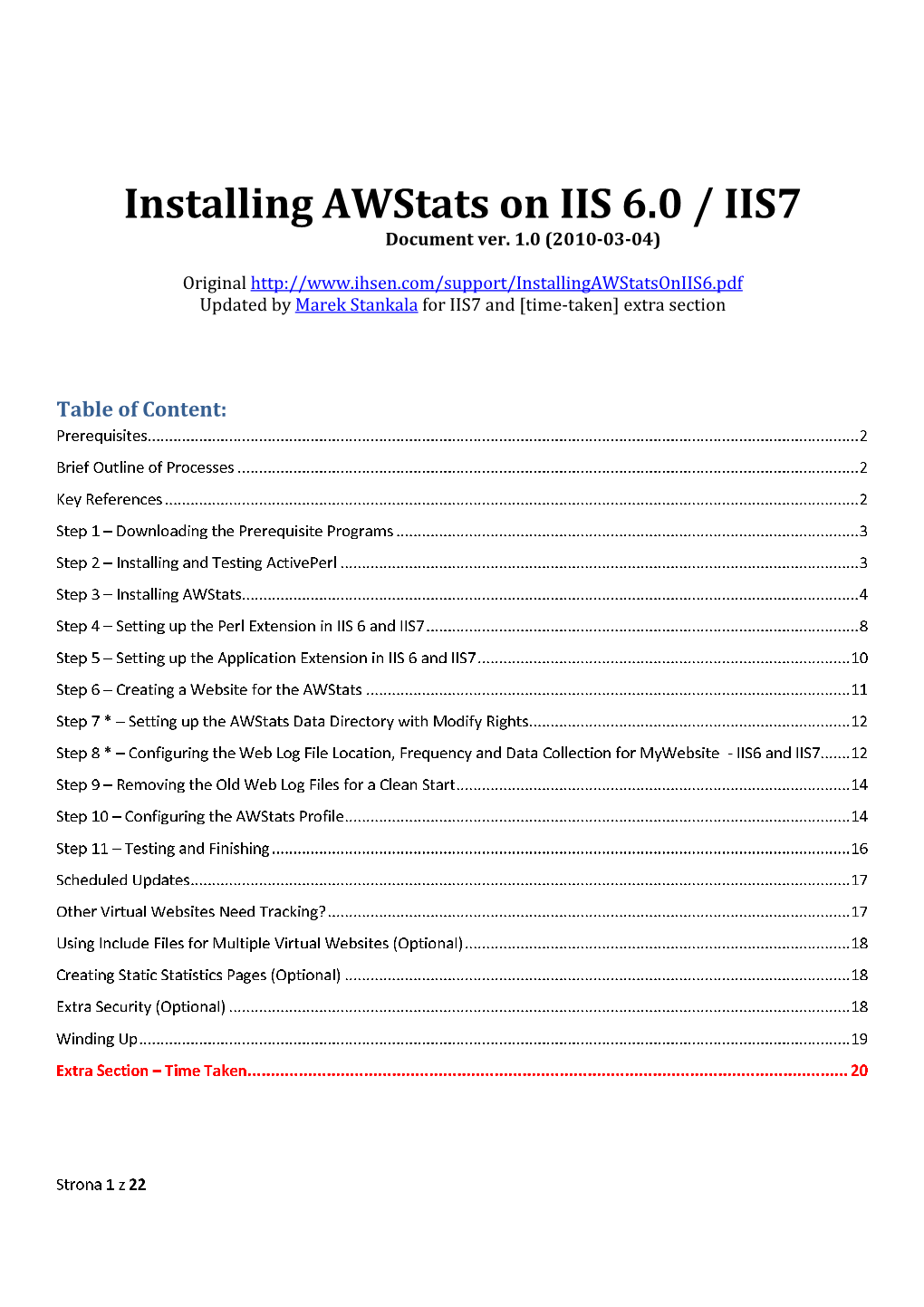 Installing Awstats on IIS 6.0 / IIS7 Document Ver