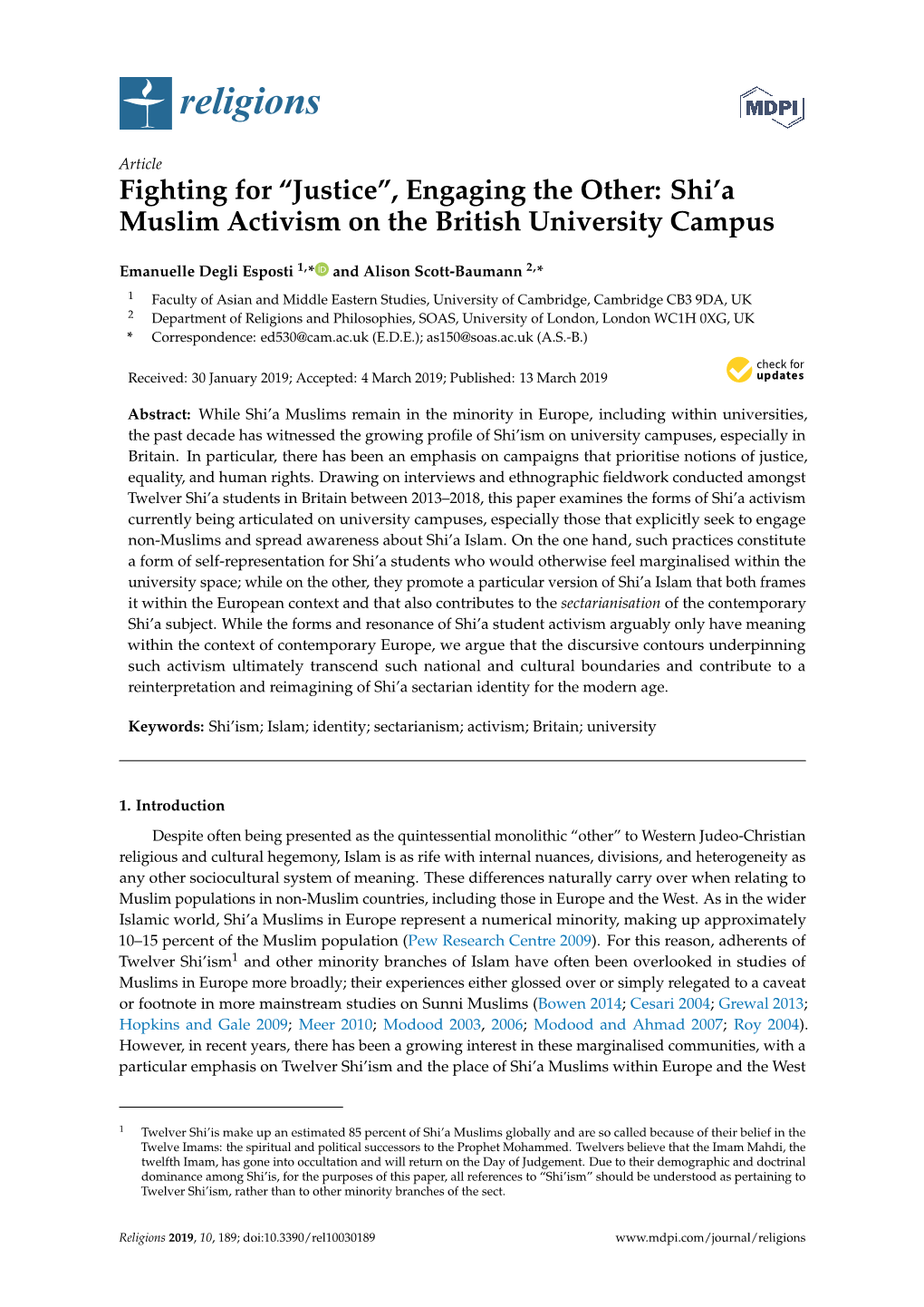 Shi'a Muslim Activism on the British University Campus