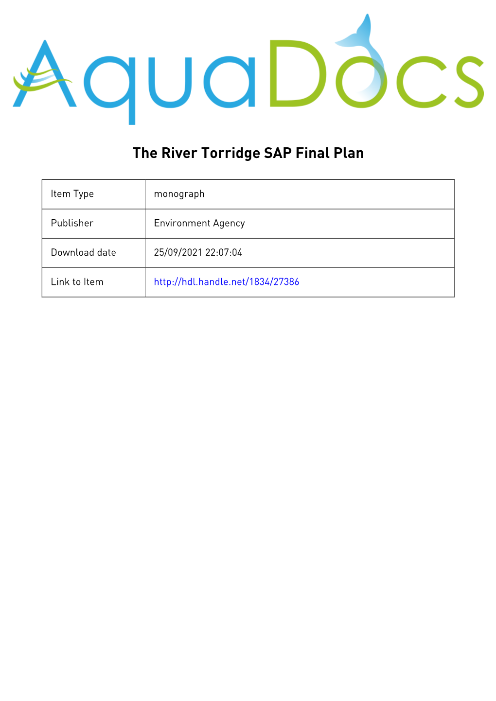 River Torridge Salmon Action Plan Page 1 Summary the River