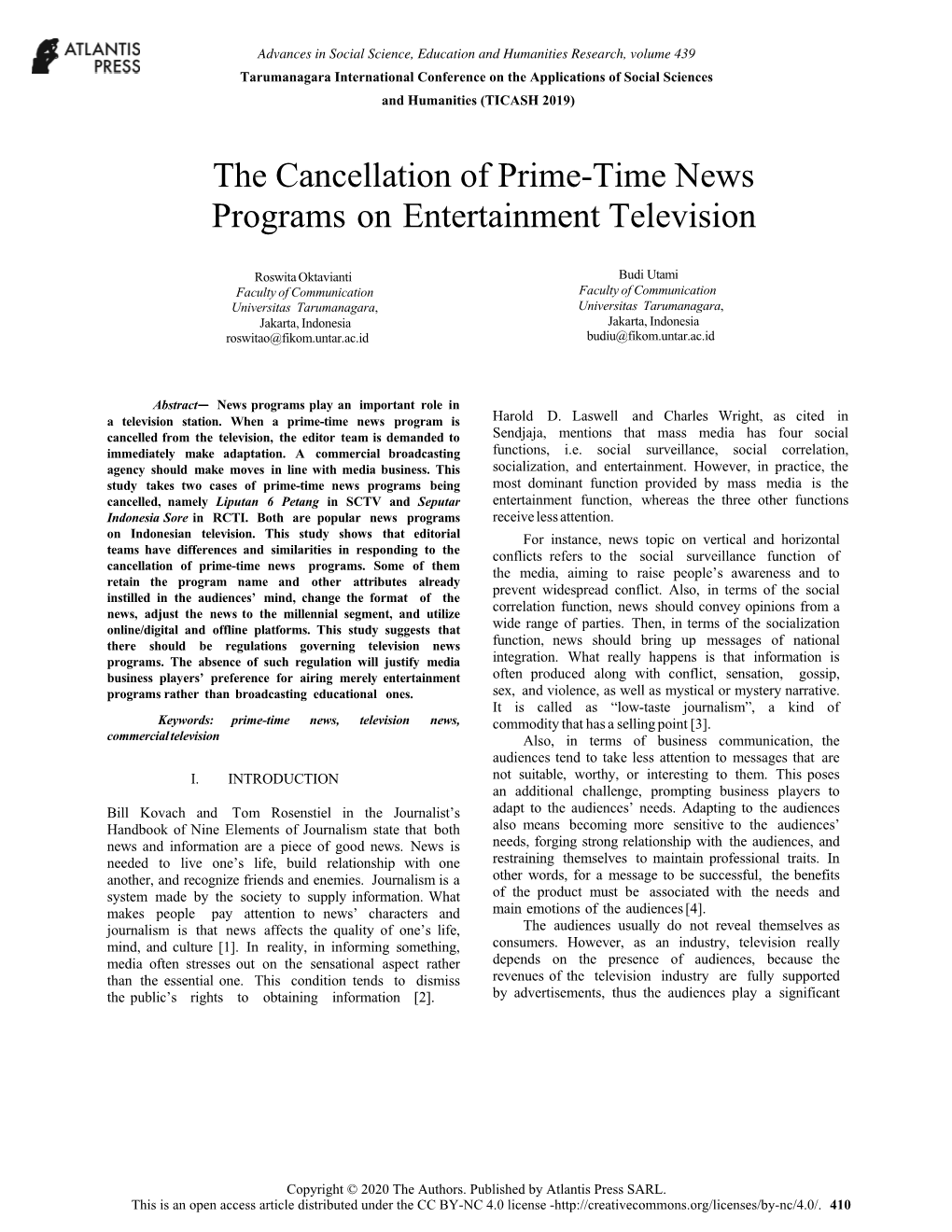 The Cancellation of Prime-Time News Programs on Entertainment Television