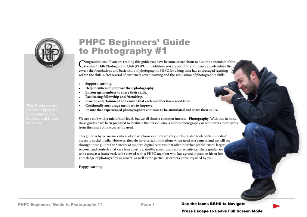 PHPC Beginners' Guide to Photography #1