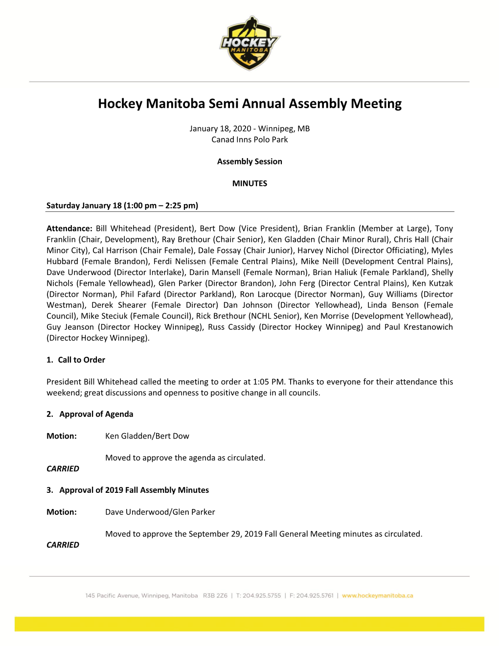 Hockey Manitoba Semi Annual Assembly Meeting