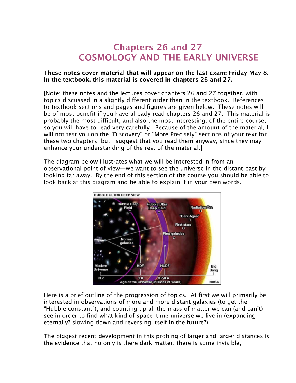 Chapters 26 and 27 COSMOLOGY and the EARLY UNIVERSE