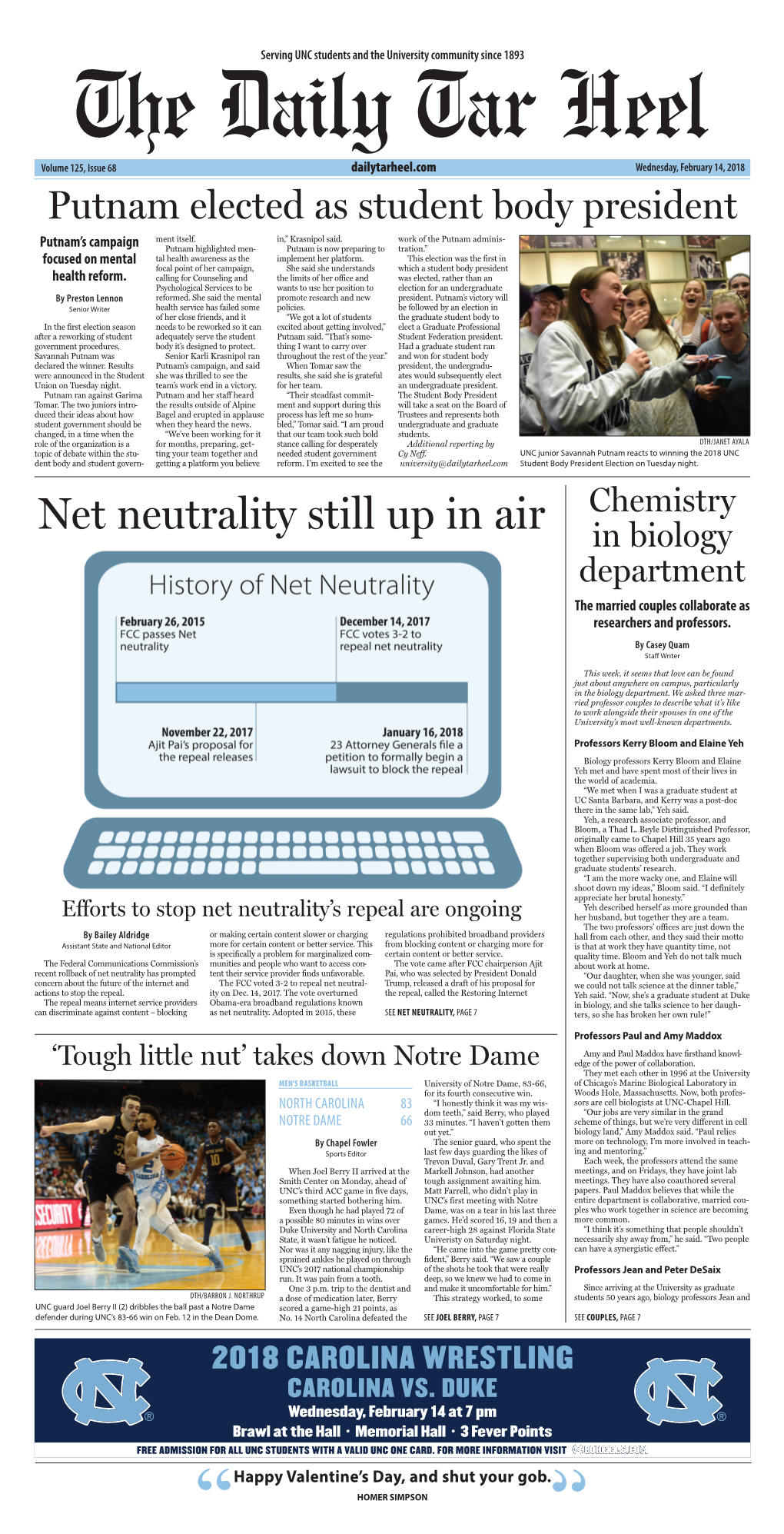 Net Neutrality Still up in Air in Biology Department the Married Couples Collaborate As Researchers and Professors