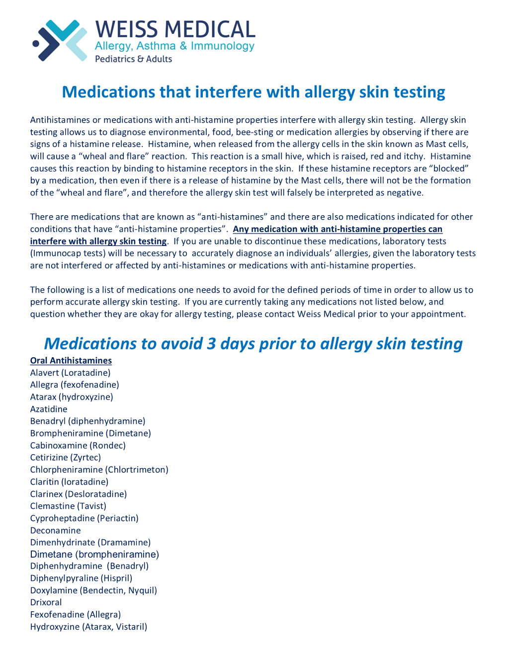 Medications That Interfere with Allergy Skin Testing