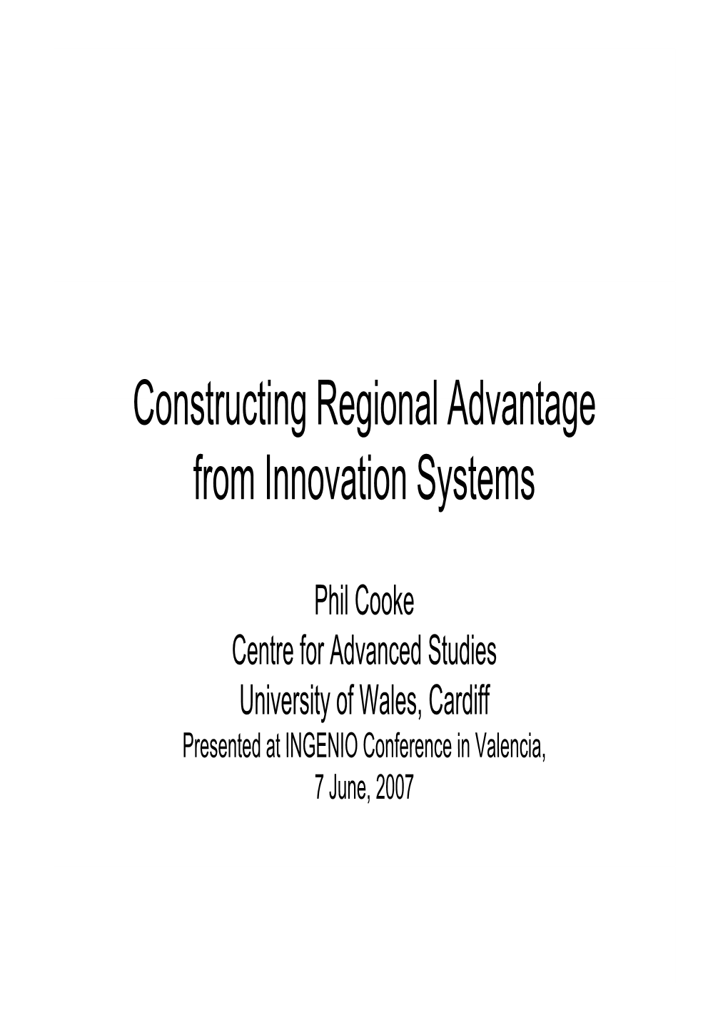 Constructing Regional Advantage Constructing