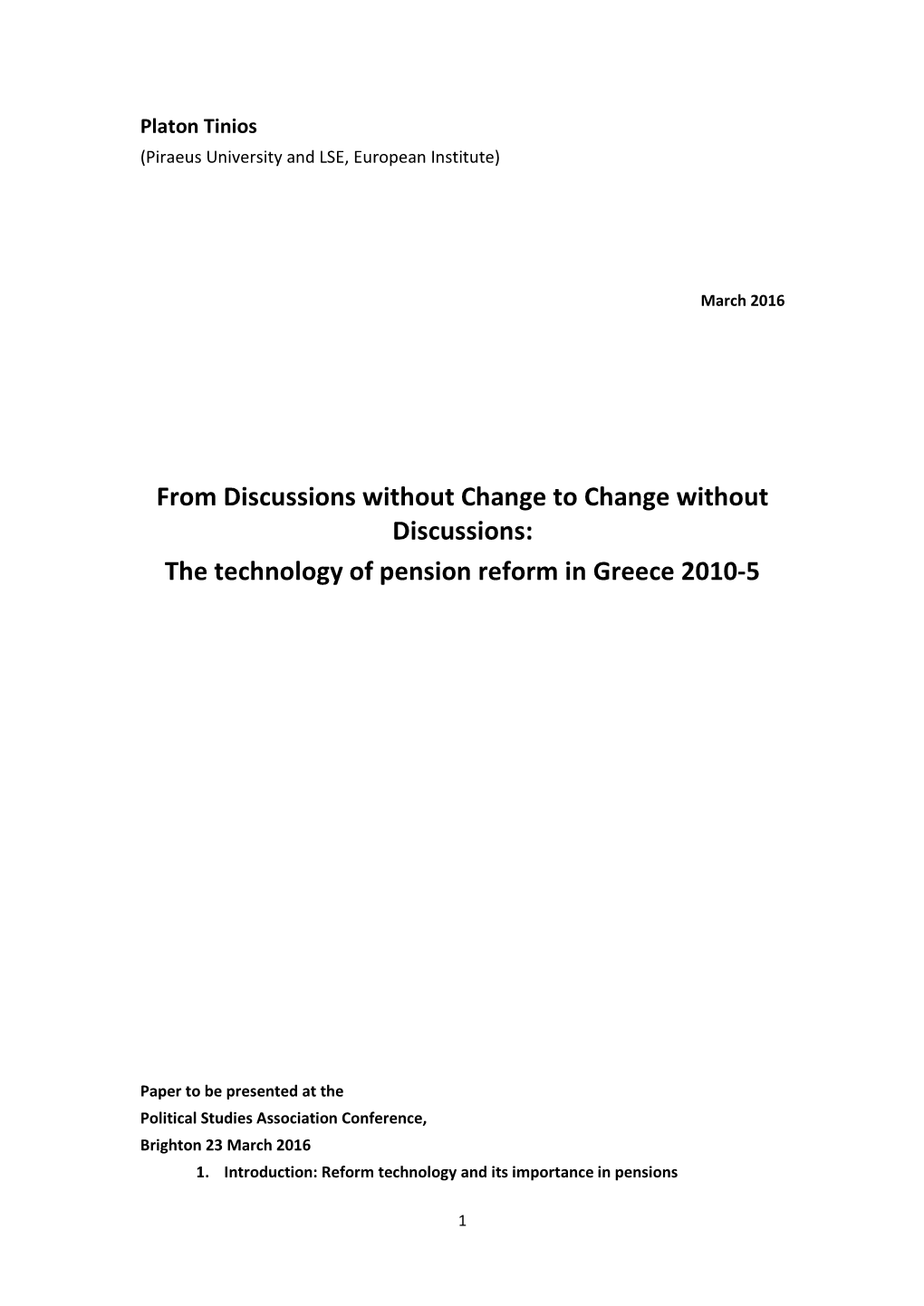 The Technology of Pension Reform in Greece 2010-5