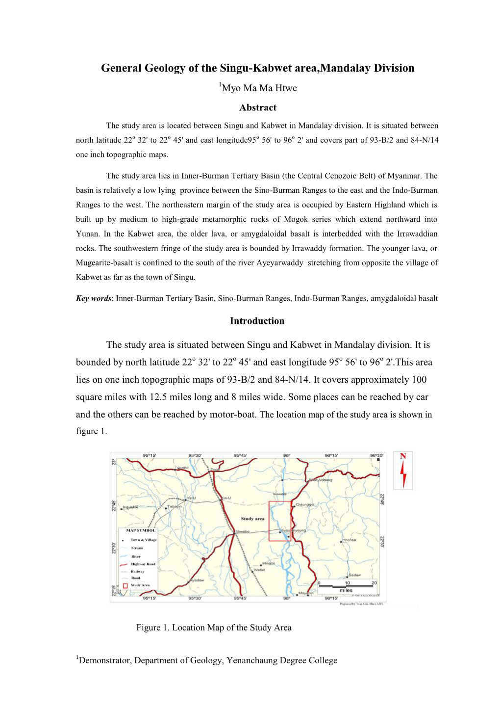 General Geology of the Singu-Kabwet Area,Mandalay Division 1Myo Ma Ma Htwe Abstract