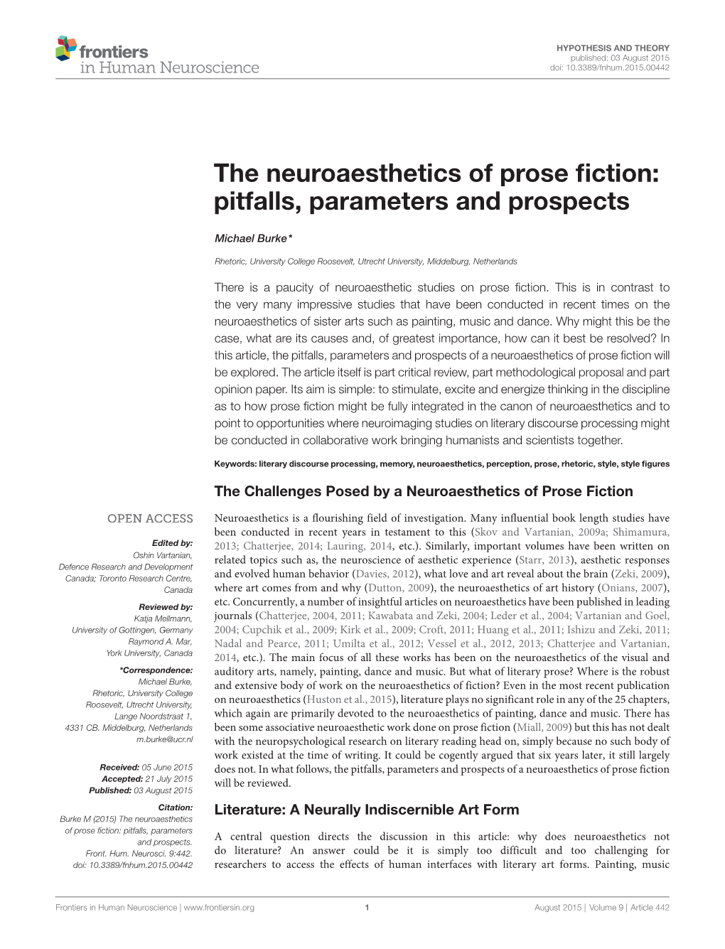 The Neuroaesthetics of Prose Fiction: Pitfalls, Parameters and Prospects