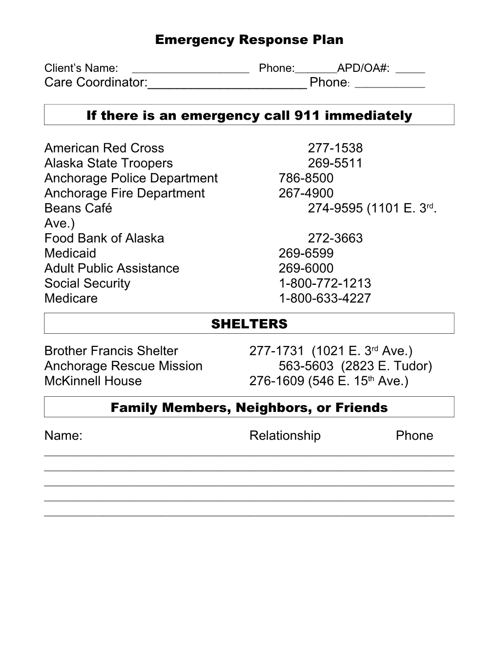 Emergency Phone Numbers List For