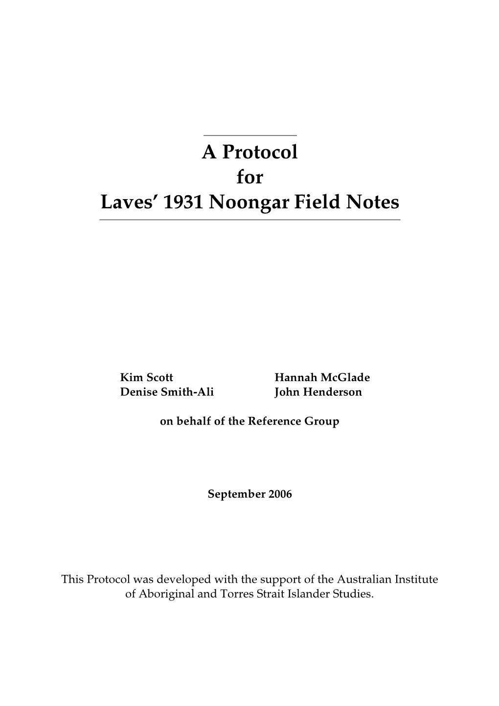 A Protocol for Laves' 1931 Noongar Field Notes