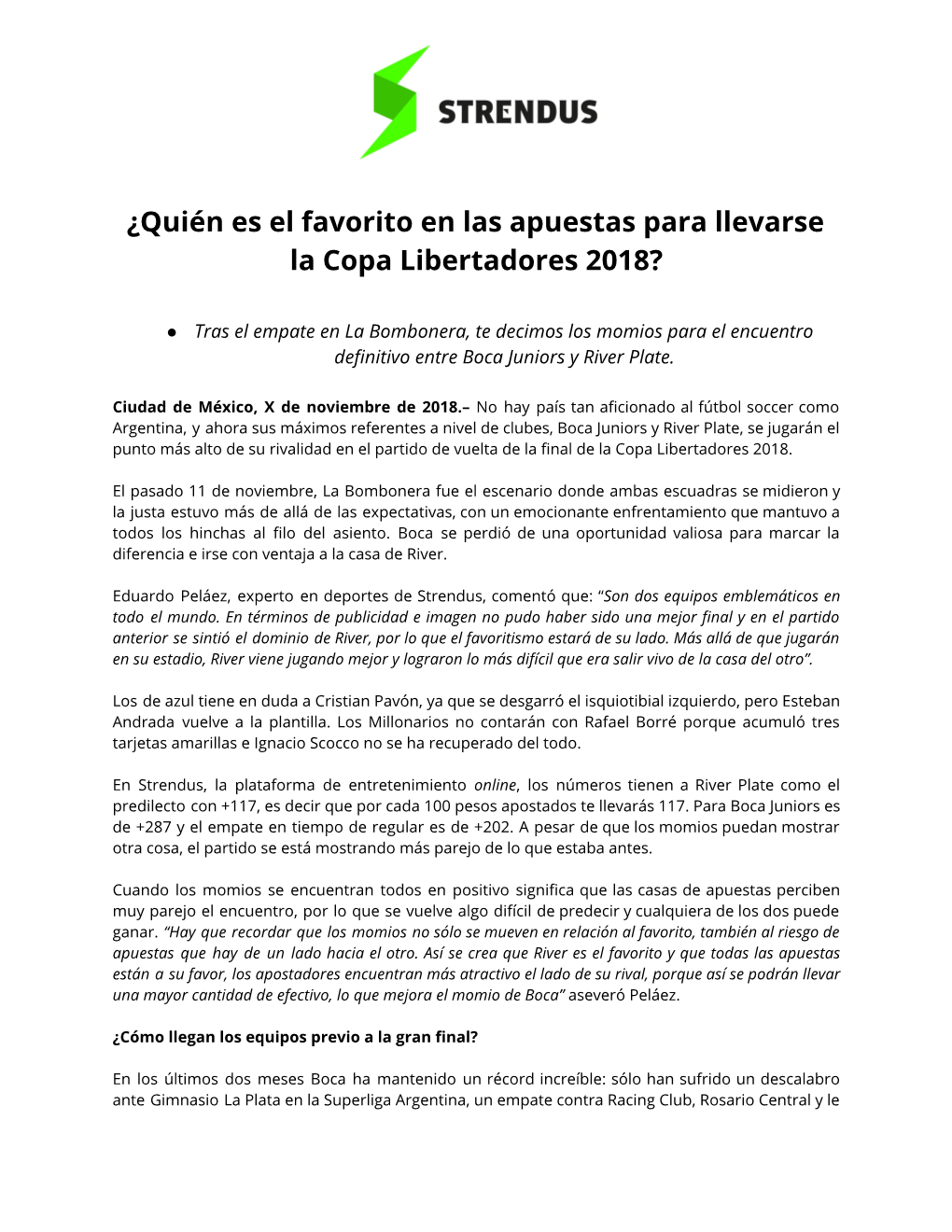 ¿Quién Es El Favorito En Las Apuestas Para Llevarse La Copa Libertadores 2018?