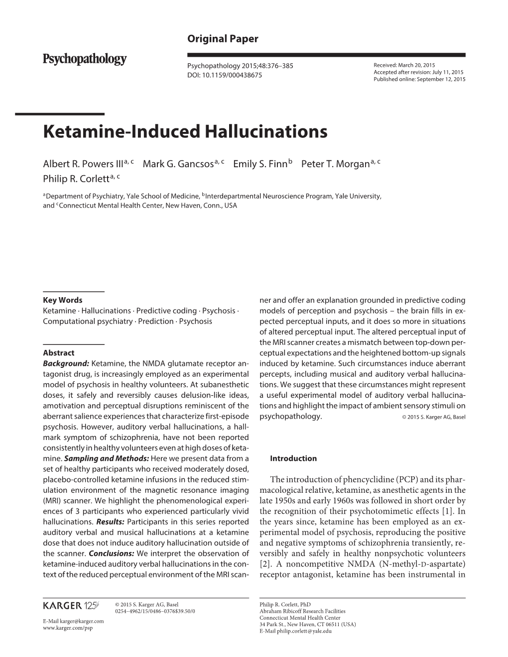 Ketamine-Induced Hallucinations