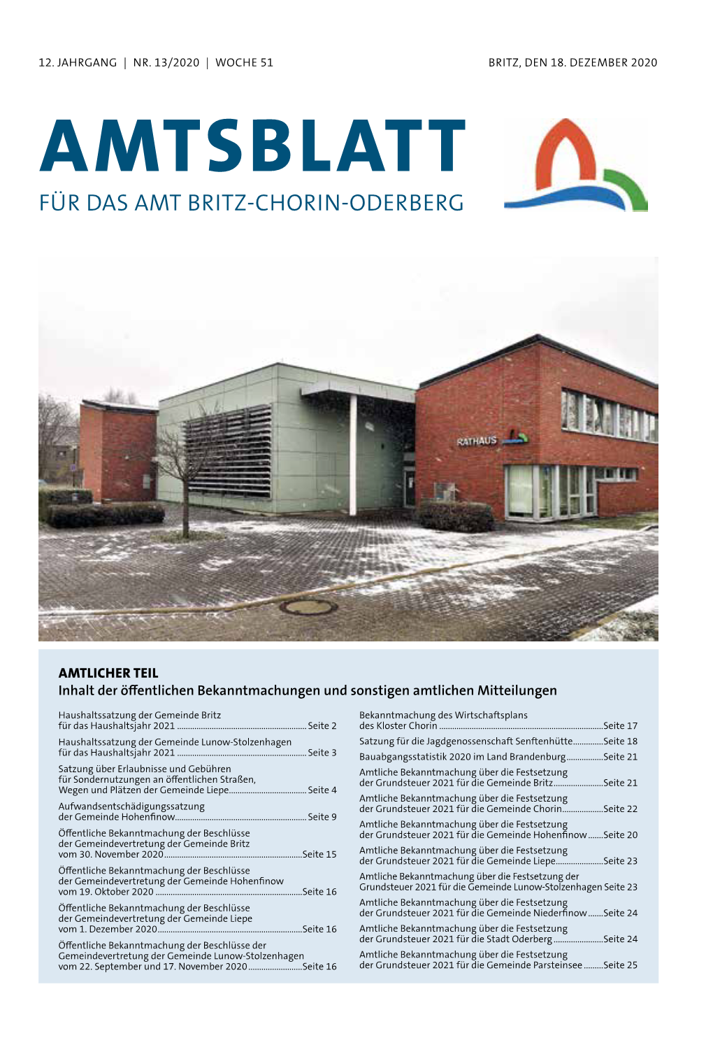 Amtsblatt Vom 18. Dezember 2020