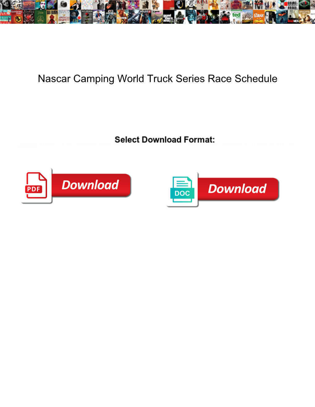 Nascar Camping World Truck Series Race Schedule