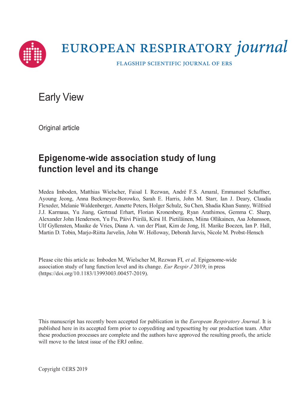 Epigenome-Wide Association Study of Lung Function Level and Its Change