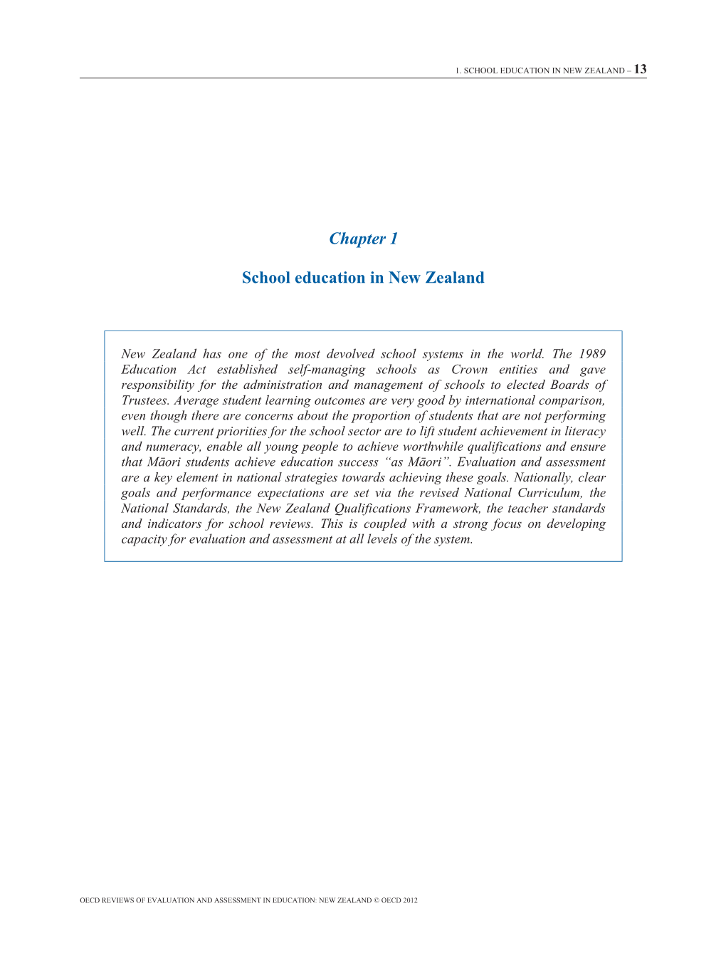 Chapter 1 School Education in New Zealand