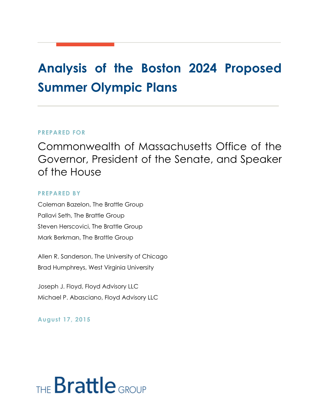 Analysis of the Boston 2024 Proposed Summer Olympic Plans