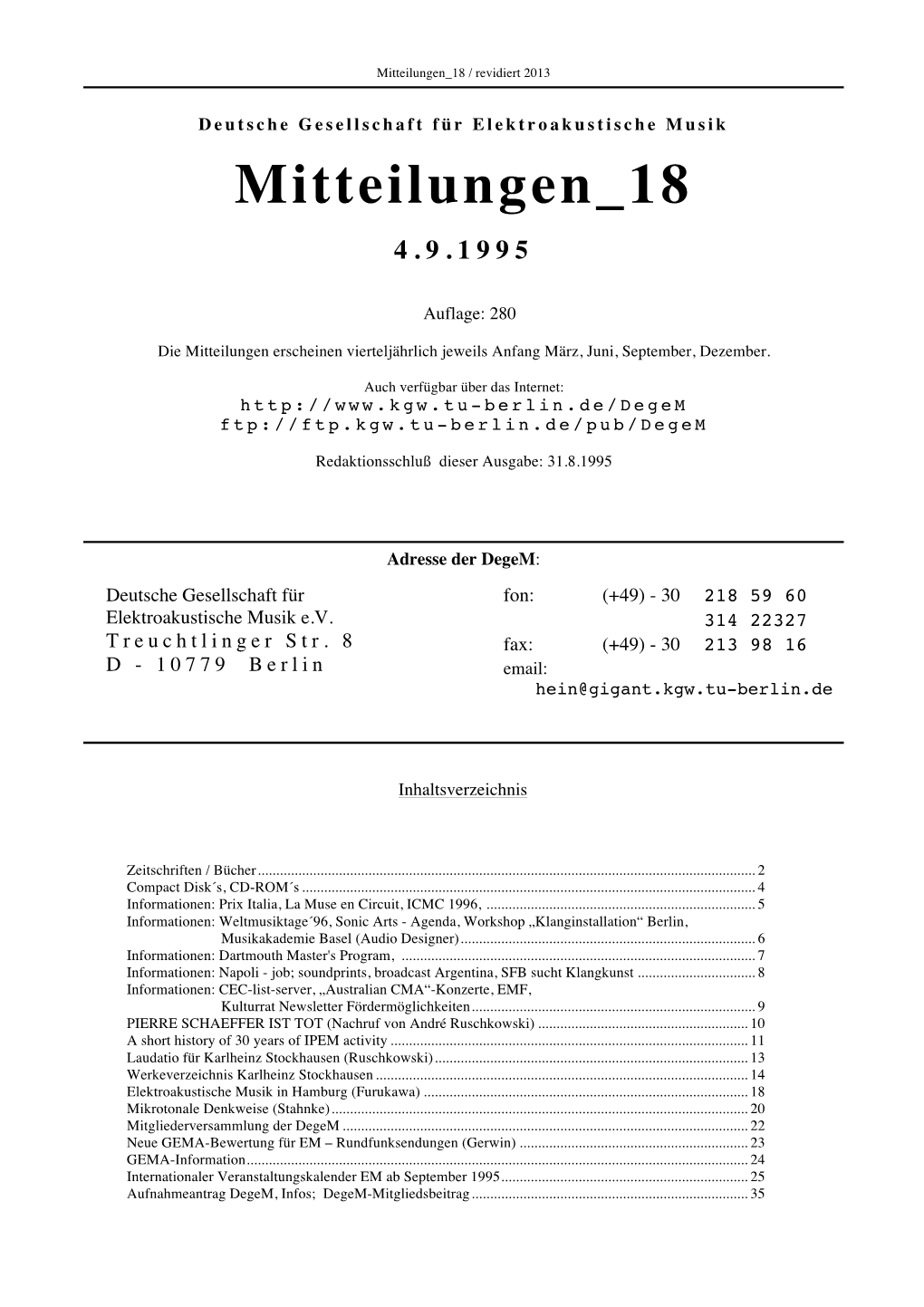 DEGEM – Mitteilungen 18