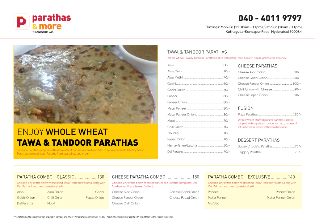 Enjoy Whole Wheat Tawa & Tandoor Parathas