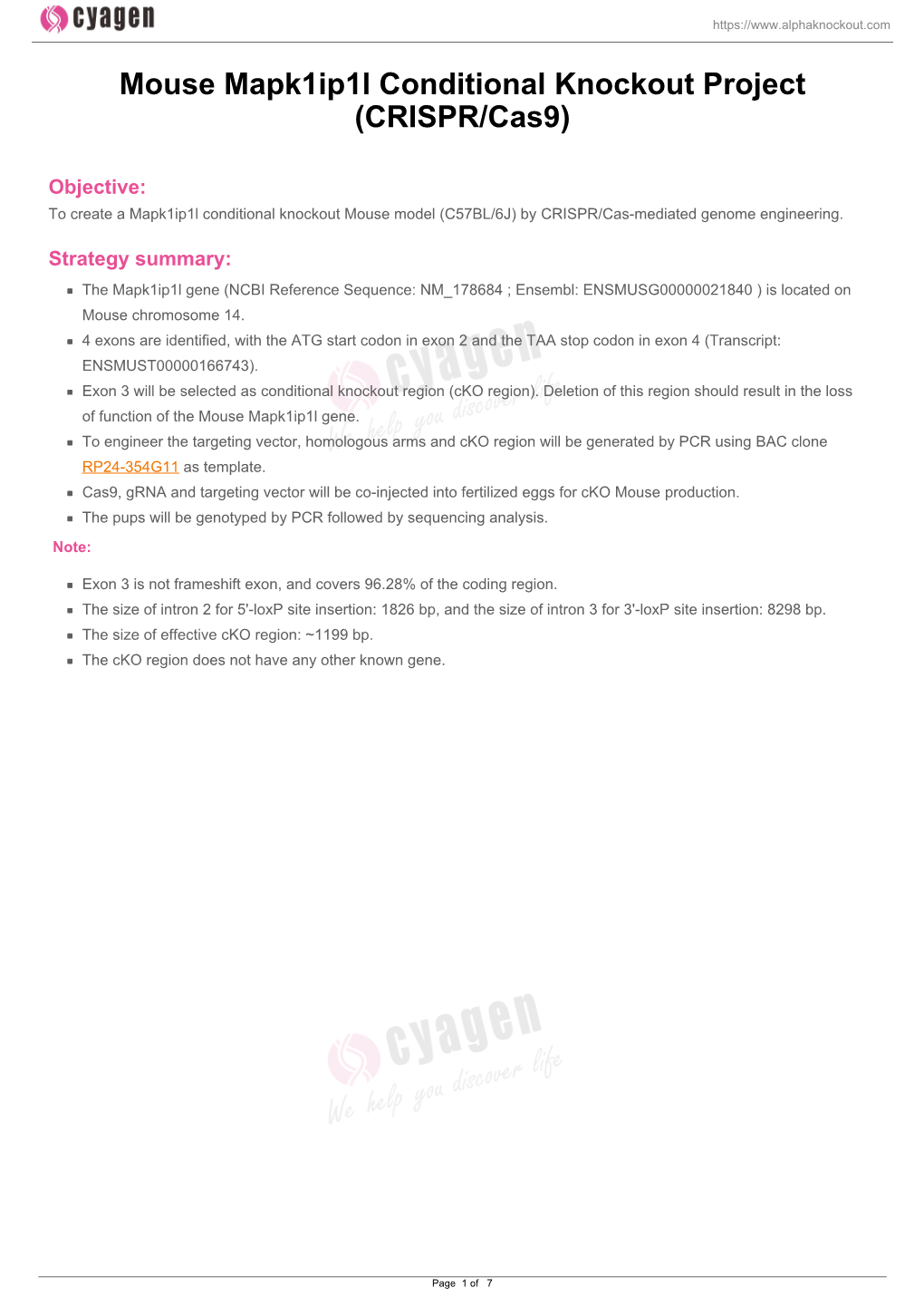 Mouse Mapk1ip1l Conditional Knockout Project (CRISPR/Cas9)