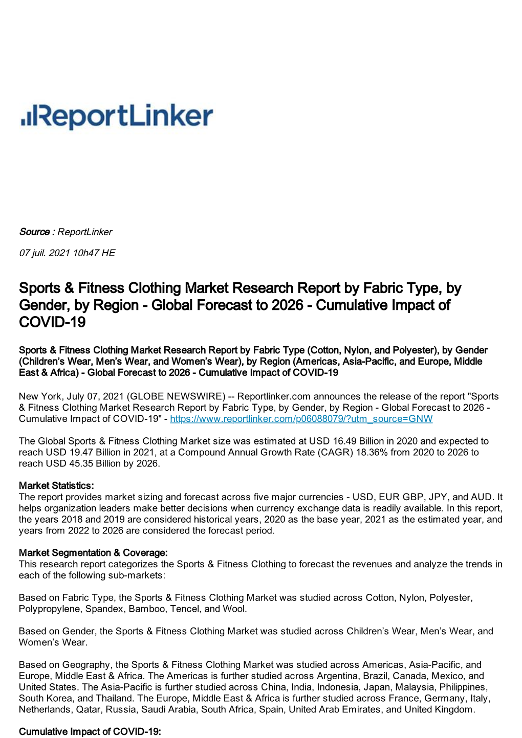 Sports & Fitness Clothing Market Research Report by Fabric Type