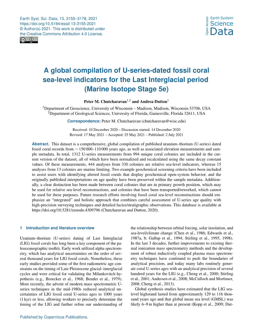 A Global Compilation of U-Series-Dated Fossil Coral Sea-Level Indicators for the Last Interglacial Period (Marine Isotope Stage 5E)