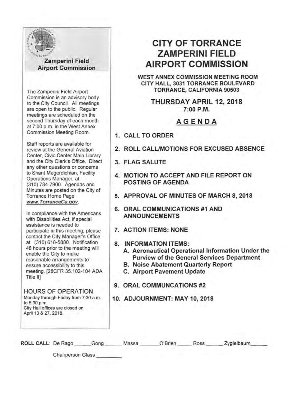 City of Torrance Zamperini Field Airport Commission
