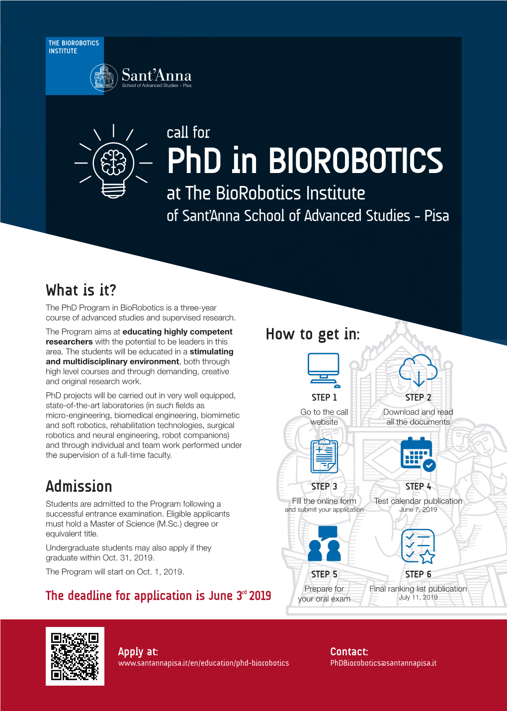 Phd in BIOROBOTICS at the Biorobotics Institute of Sant’Anna School of Advanced Studies - Pisa