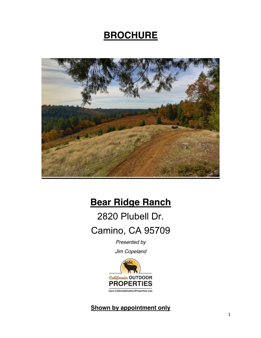 BROCHURE Bear Ridge Ranch 2820 Plubell Dr. Camino, CA 95709