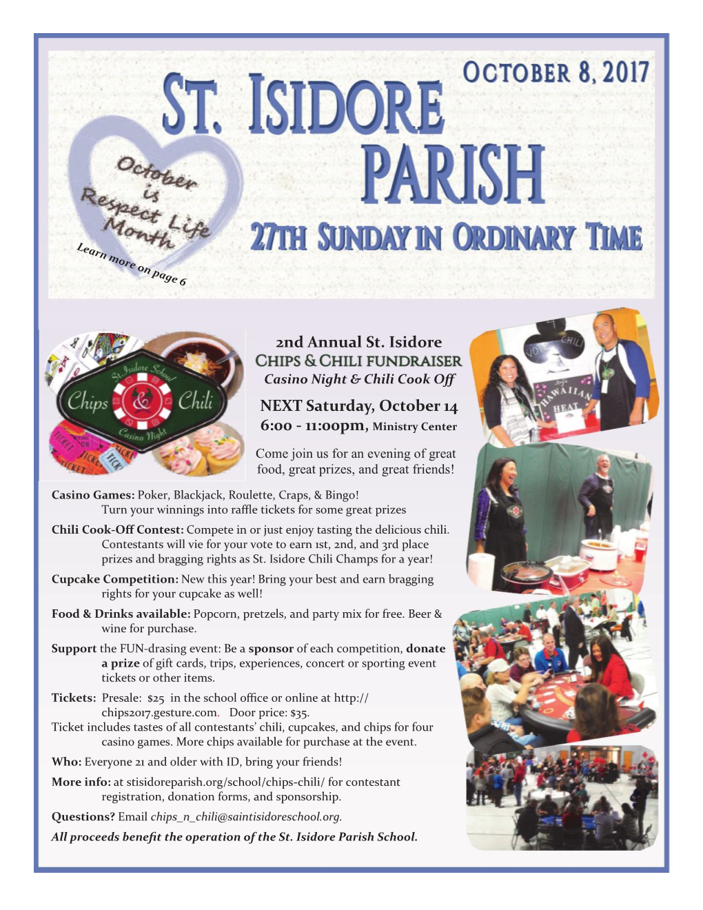2Nd Annual St. Isidore NEXT Saturday, October 14