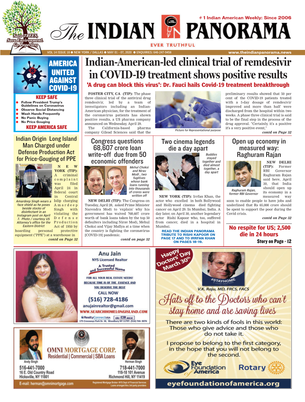Indian-American-Led Clinical Trial of Remdesivir in COVID-19 Treatment