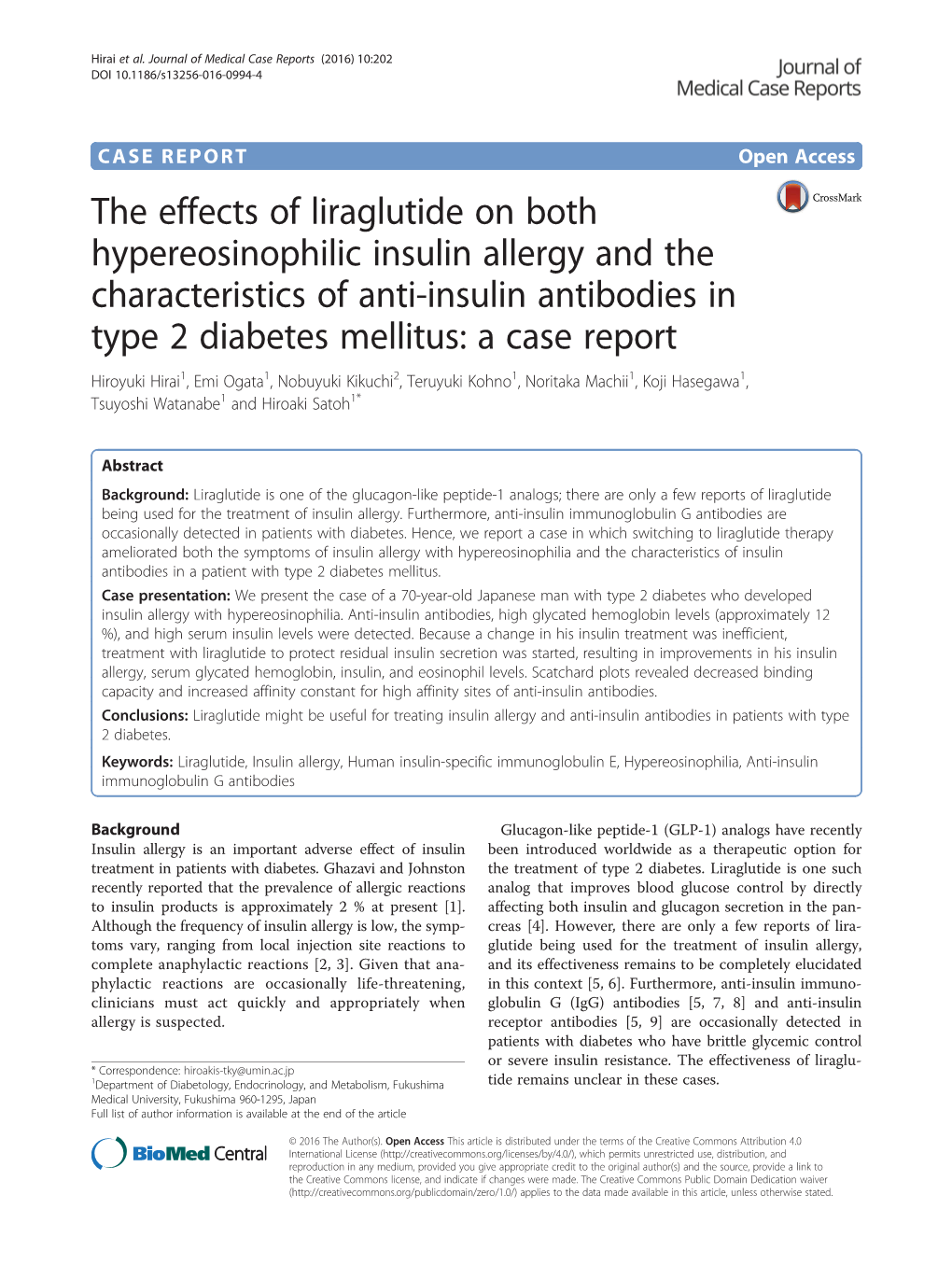 The Effects of Liraglutide on Both Hypereosinophilic Insulin Allergy