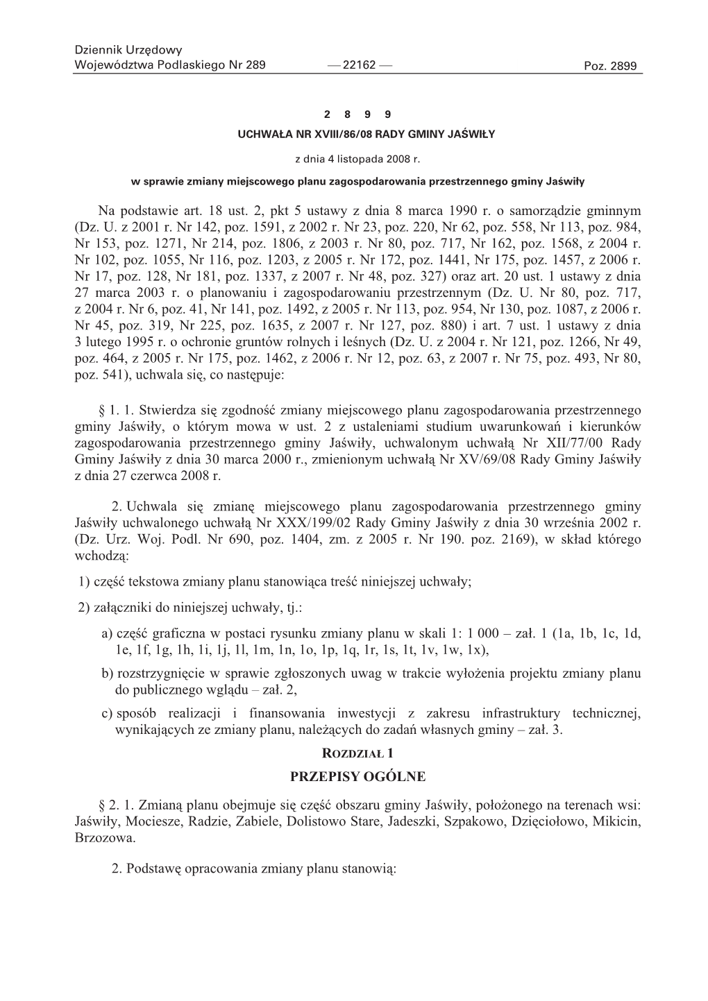 Na Podstawie Art. 18 Ust. 2, Pkt 5 Ustawy Z Dnia 8 Marca 1990 R. O Samorz Ądzie Gminnym (Dz