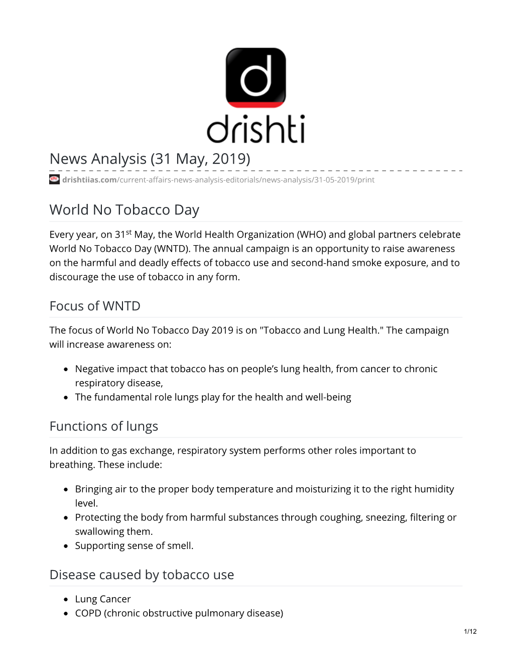 News Analysis (31 May, 2019)