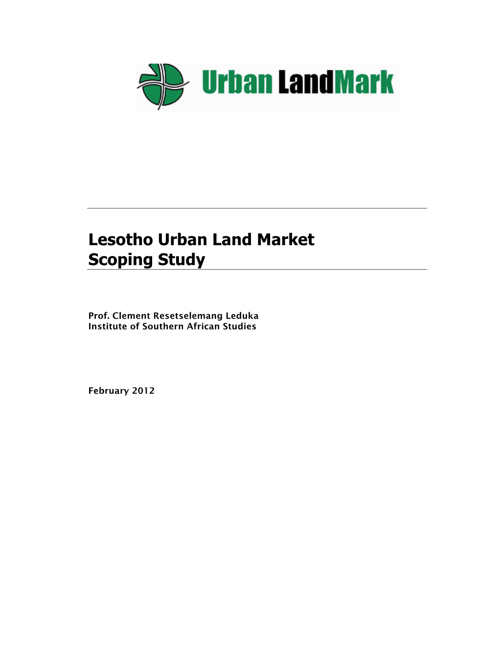 Lesotho Urban Land Market Scoping Study