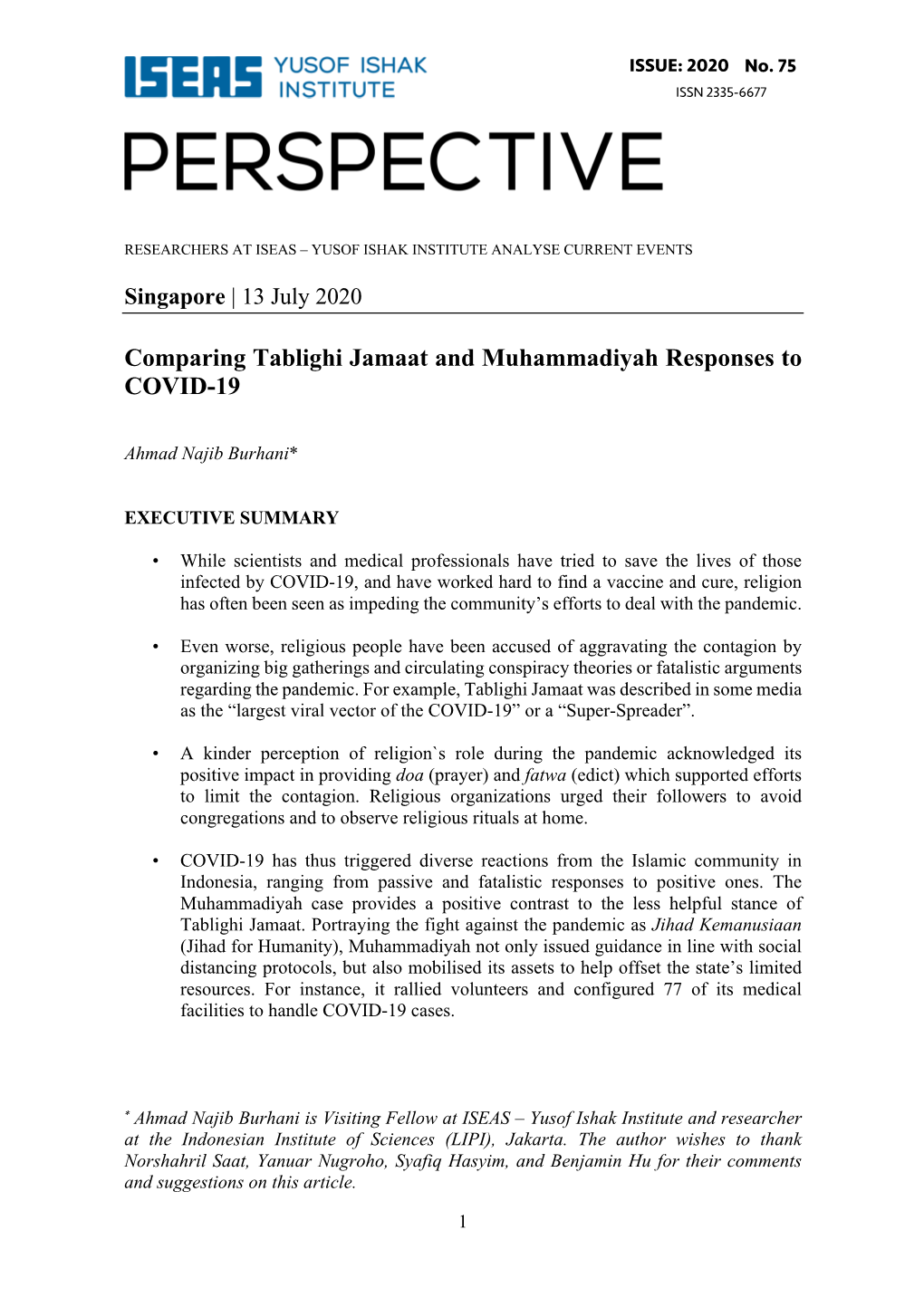 Comparing Tablighi Jamaat and Muhammadiyah Responses to COVID-19