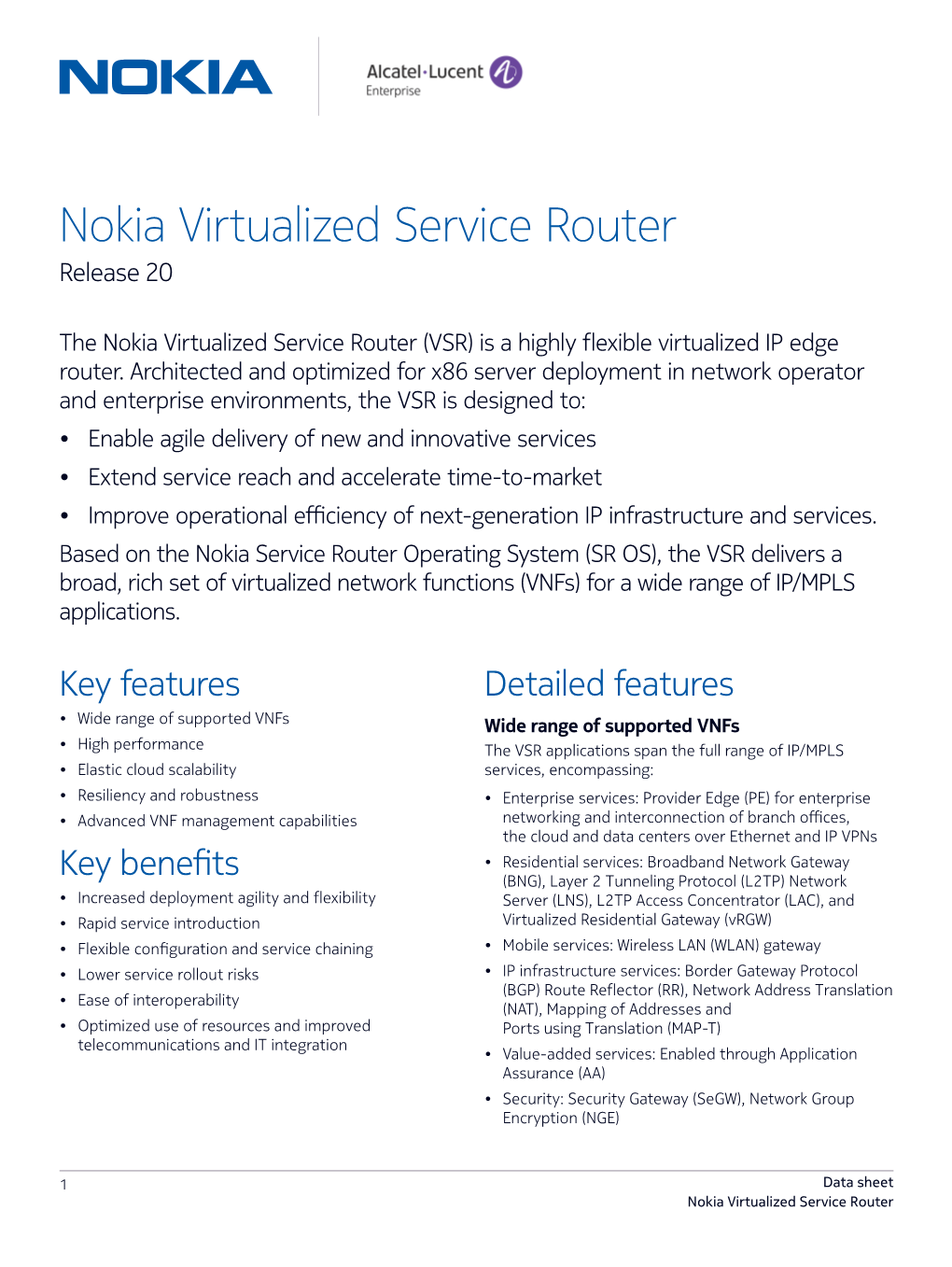 Nokia Virtualized Service Router Release 20