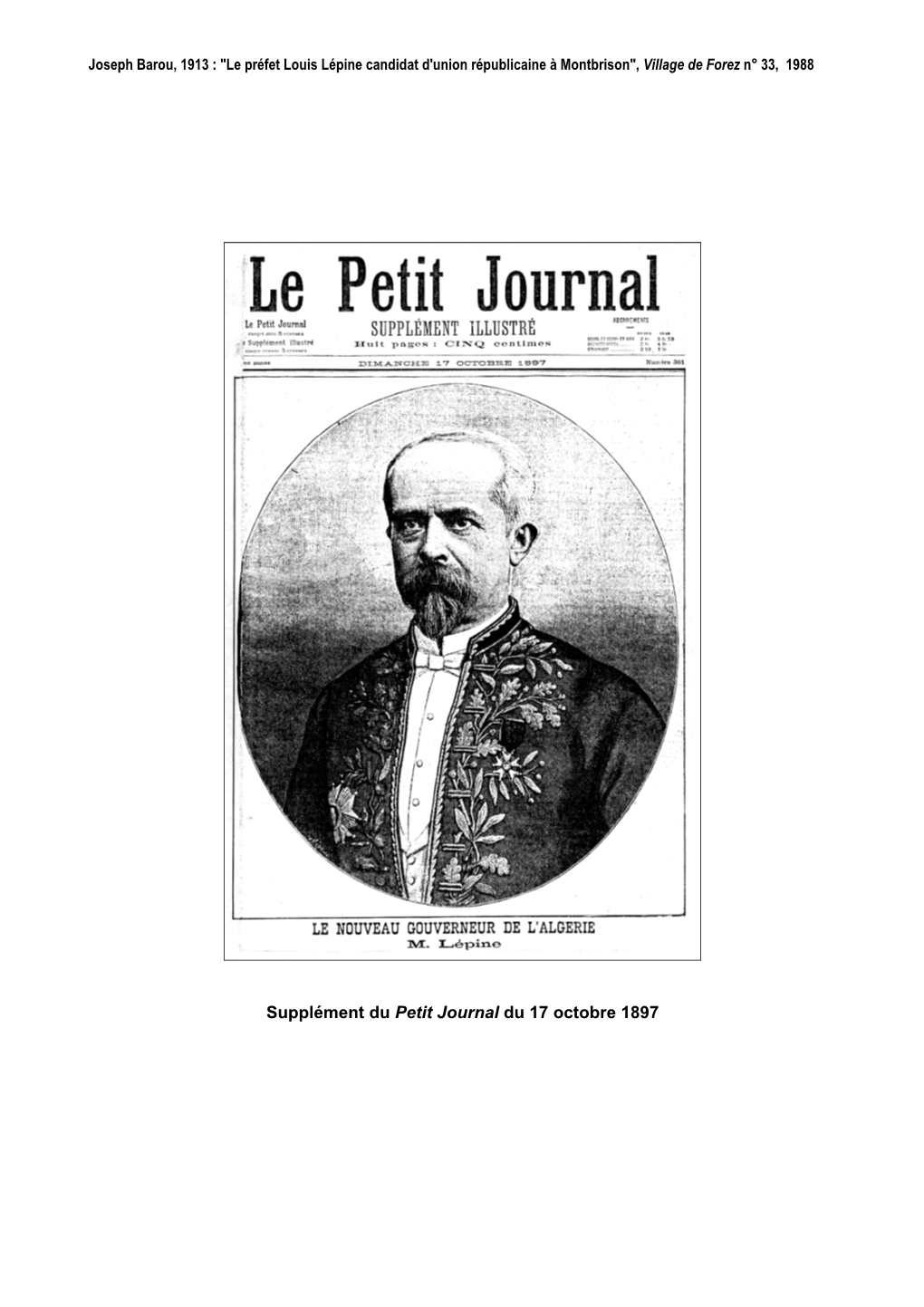 Supplément Du Petit Journal Du 17 Octobre 1897