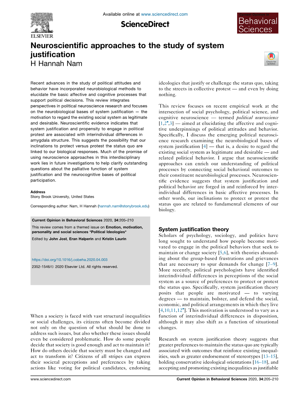 Neuroscientific Approaches to the Study of System Justification