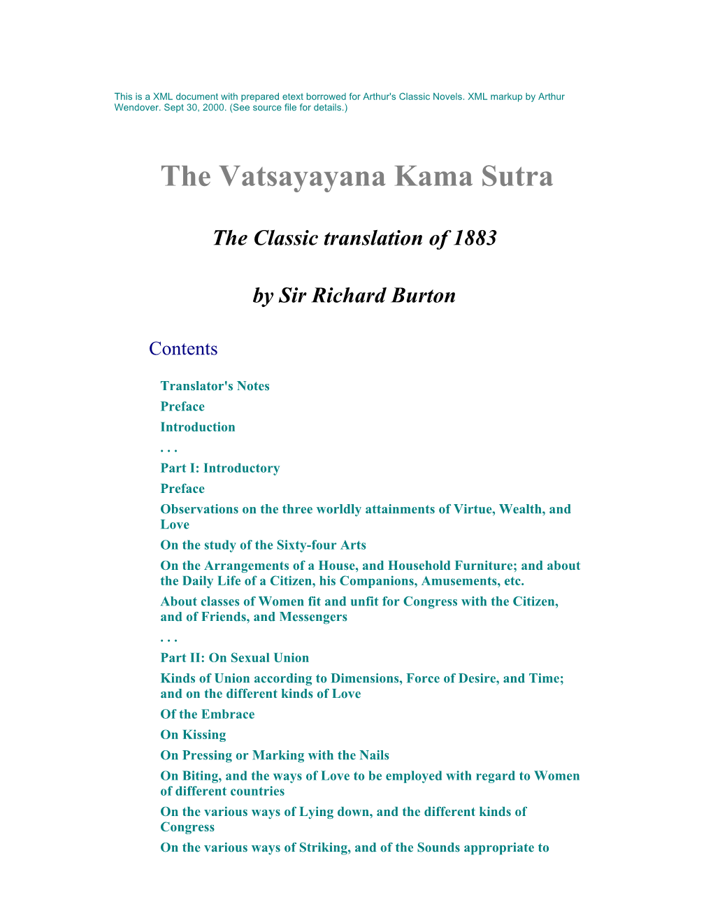 The Vatsayayana Kama Sutra