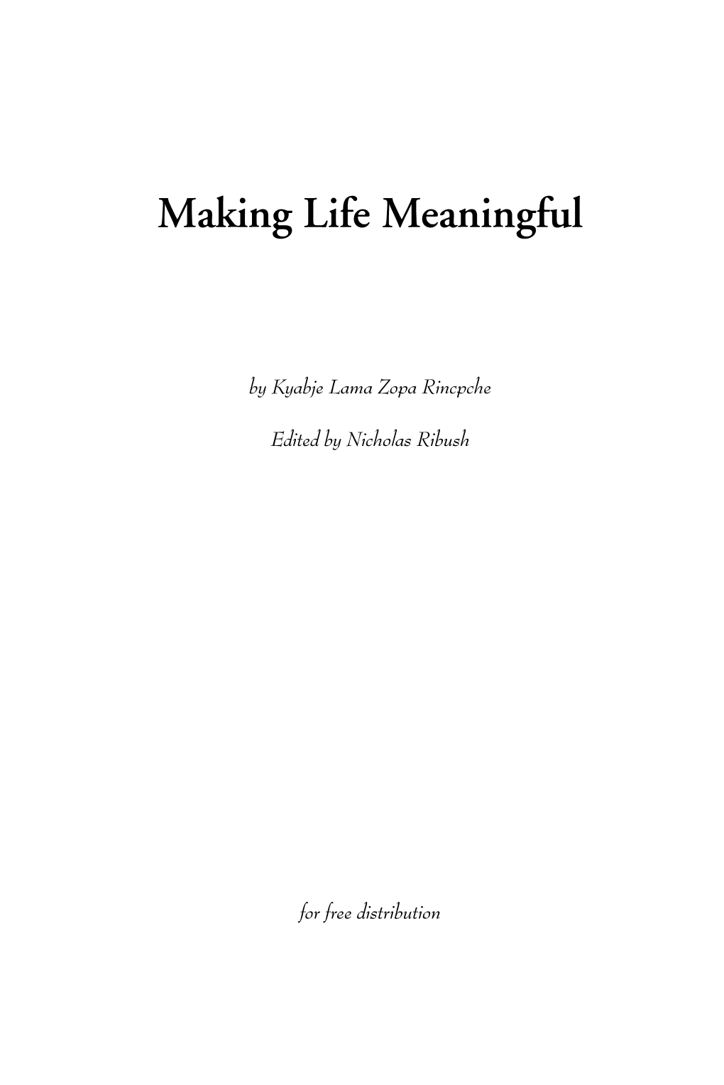 Making Life Meaningful