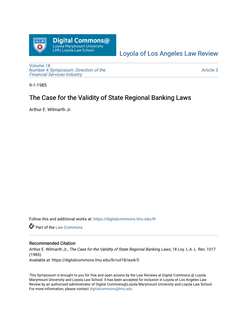 The Case for the Validity of State Regional Banking Laws