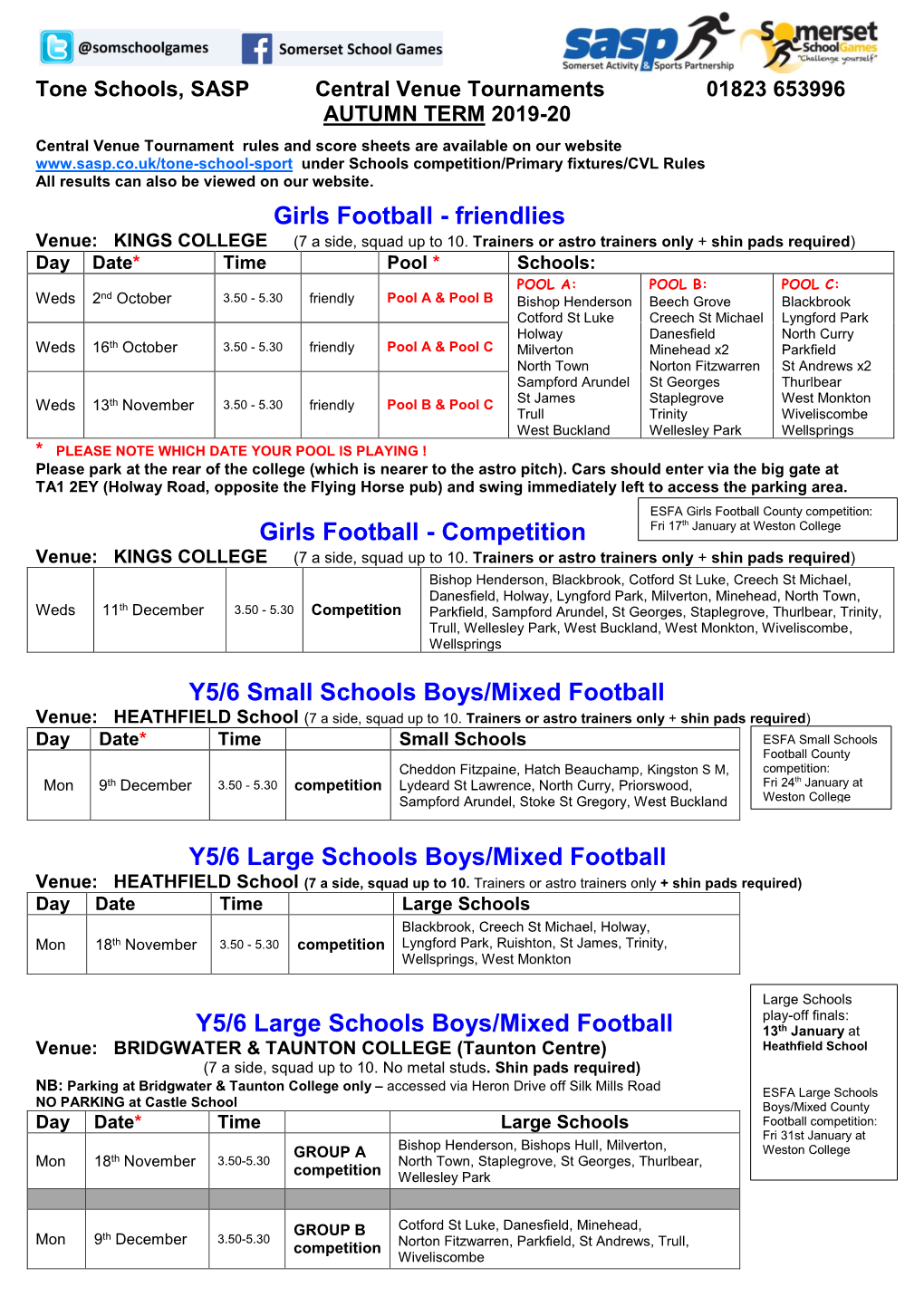 CVL DATES MASTER Autumn Term 2019 20