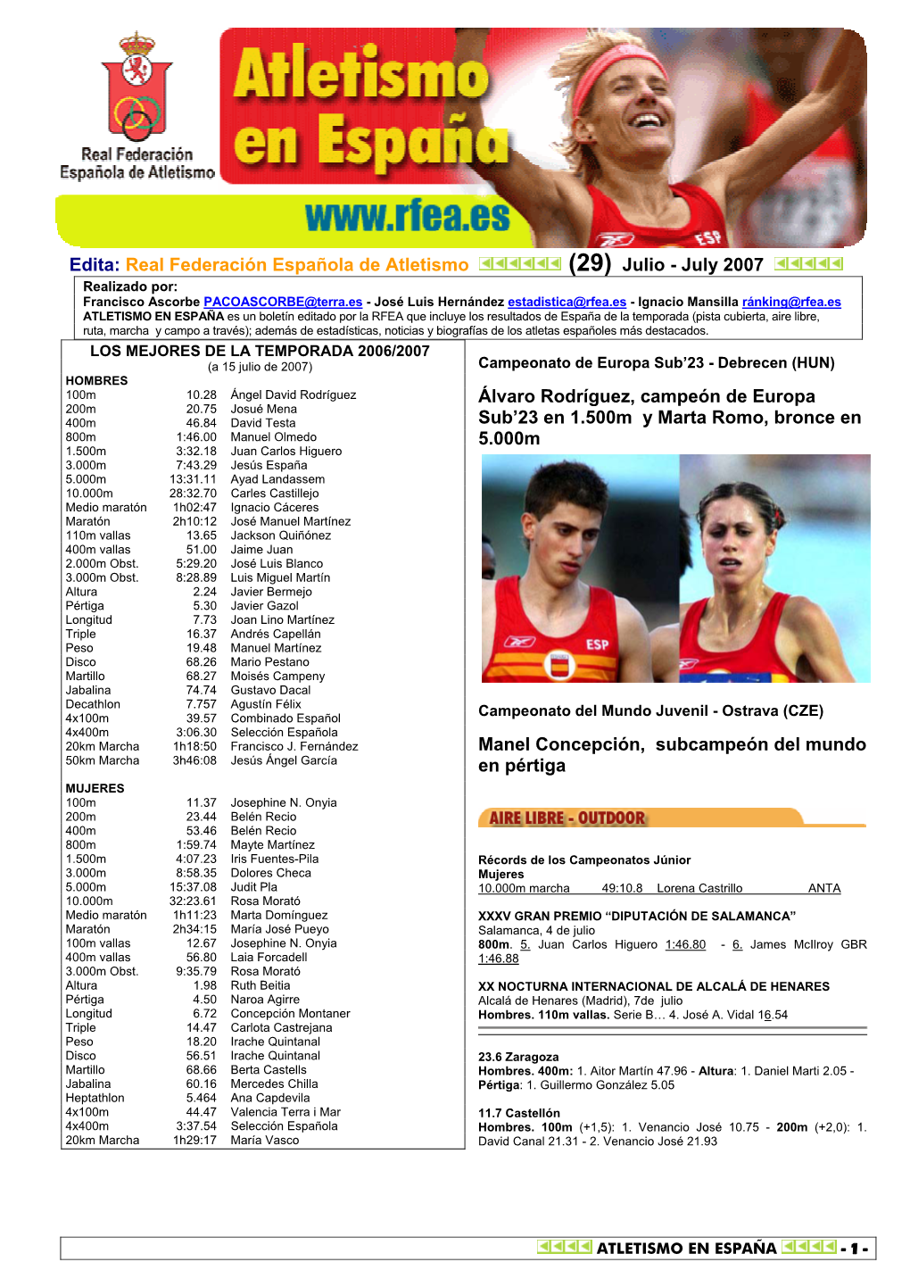 Real Federación Española De Atletismo (29) Julio