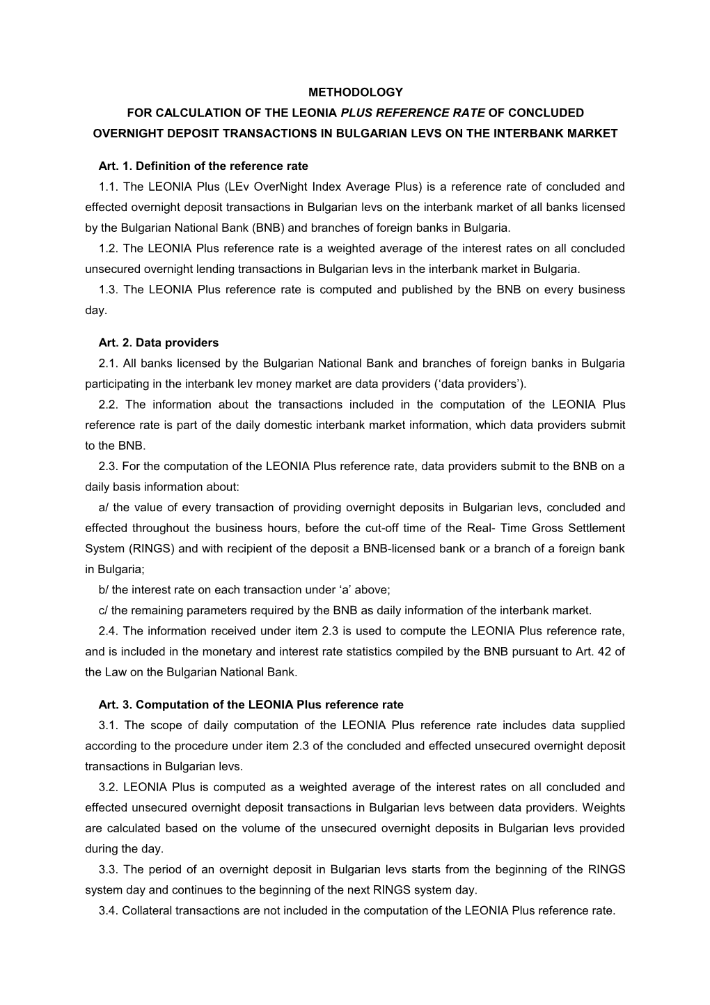 Art. 1. Definition of the Reference Rate