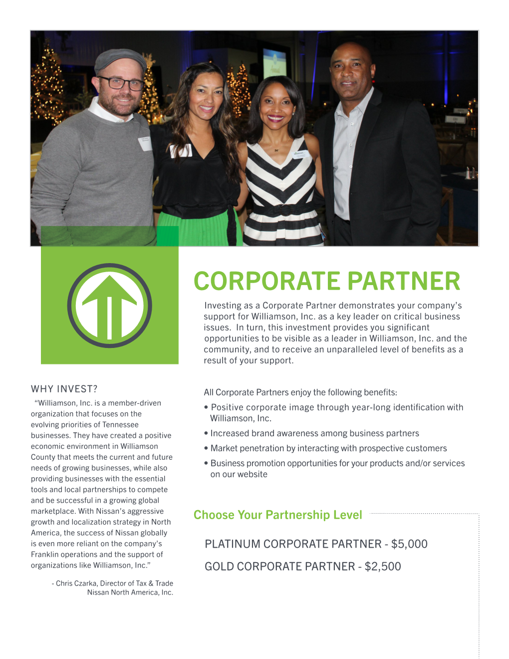 CORPORATE PARTNER Investing As a Corporate Partner Demonstrates Your Company’S Support for Williamson, Inc