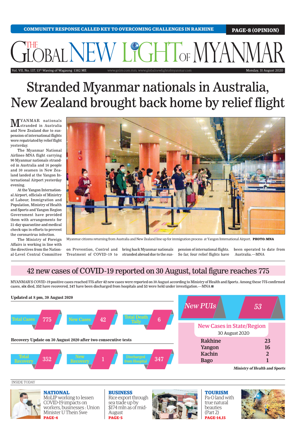 Stranded Myanmar Nationals in Australia, New Zealand Brought Back Home by Relief Flight