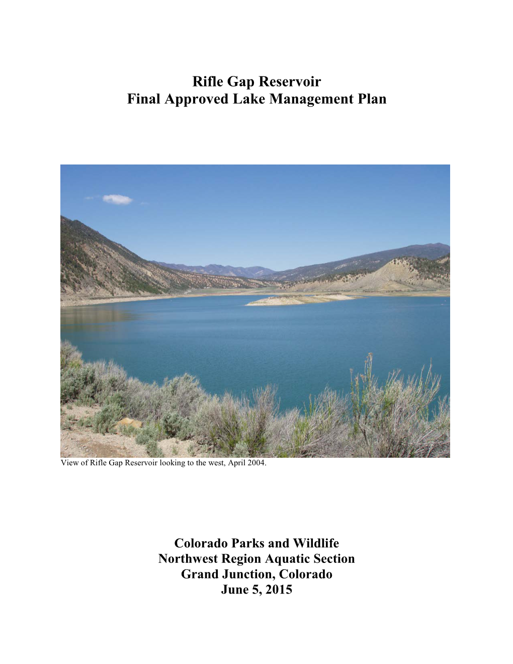 Lake Management Plan Template